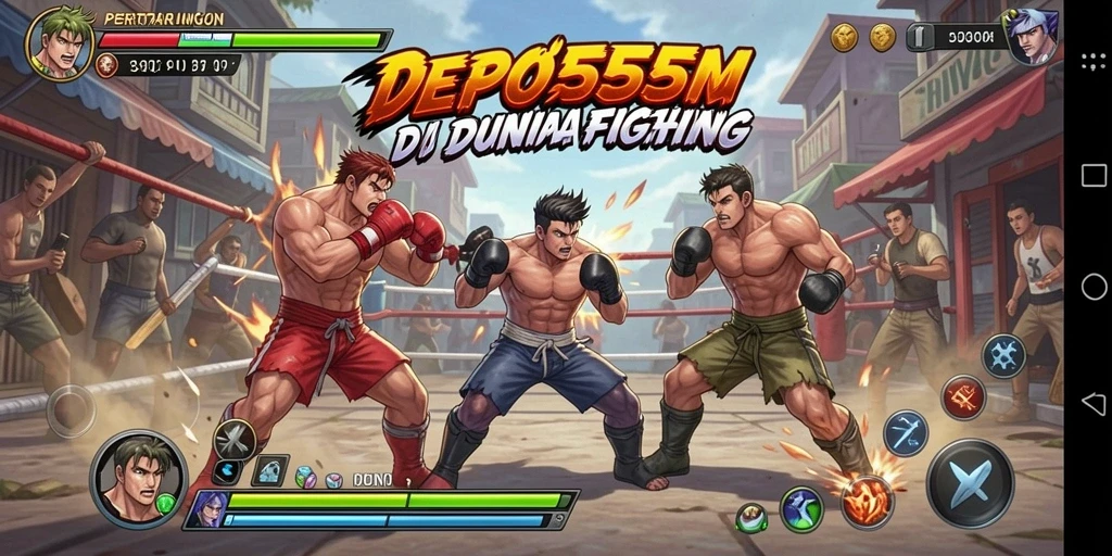 Tampilan gameplay seru DEPO555 dengan aksi Fighting yang intens.
