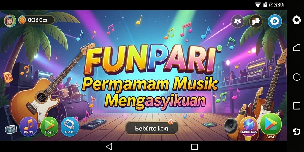 Tampilan menarik dari gameplay <strong>FUNPARI</strong> saat memilih lagu dan bermain.