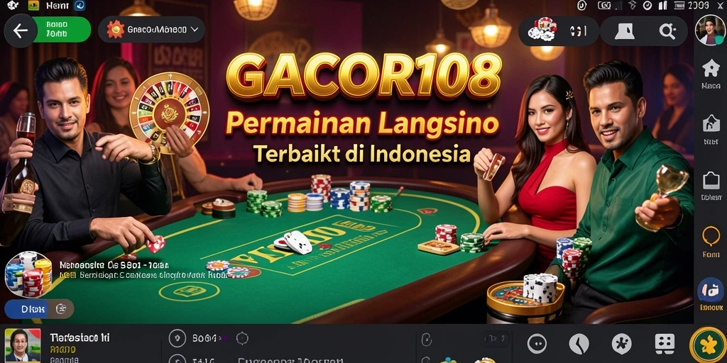 Screenshot gameplay GACOR108 menampilkan suasana kasino yang hidup dan interaktif.