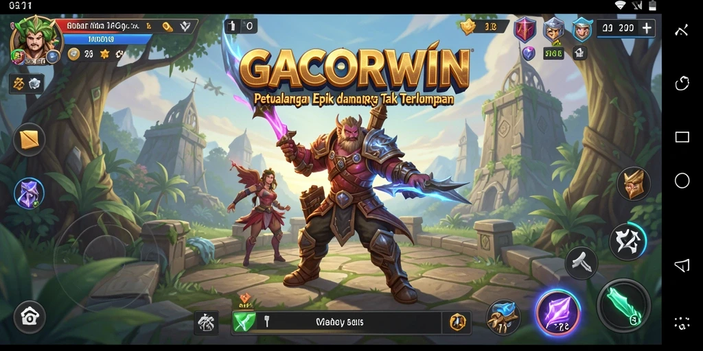 Tangkapan layar GACORWIN menampilkan pertarungan seru dalam gameplay RPG.