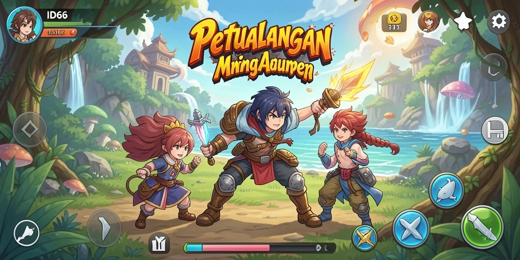 Tampilan gameplay menarik di ID66 dengan karakter anime yang dinamis.