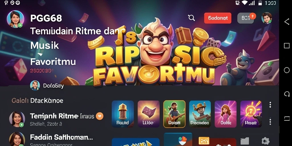 Screenshot PGG68 menampilkan gameplay seru dengan berbagai lagu pilihan.